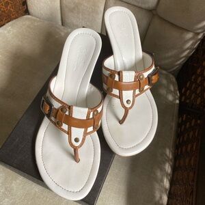 Cole Haan White and Saddle Tan Women’s Sandals